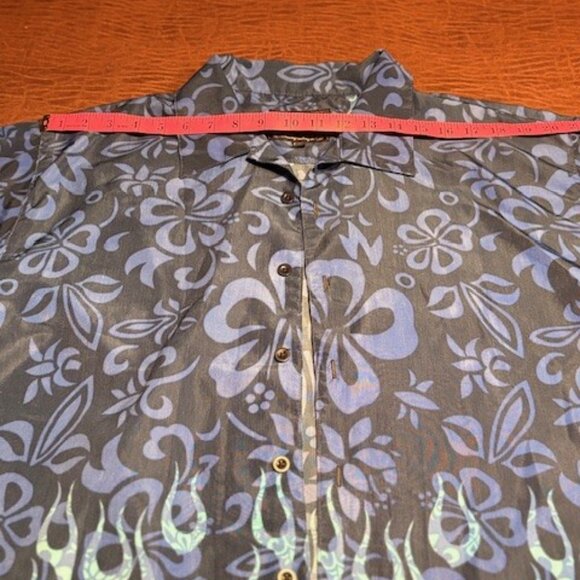 Vintage Urban Rags Blue Flame Button-Down Shirt Custom Tailored Size Large - Picture 3 of 6